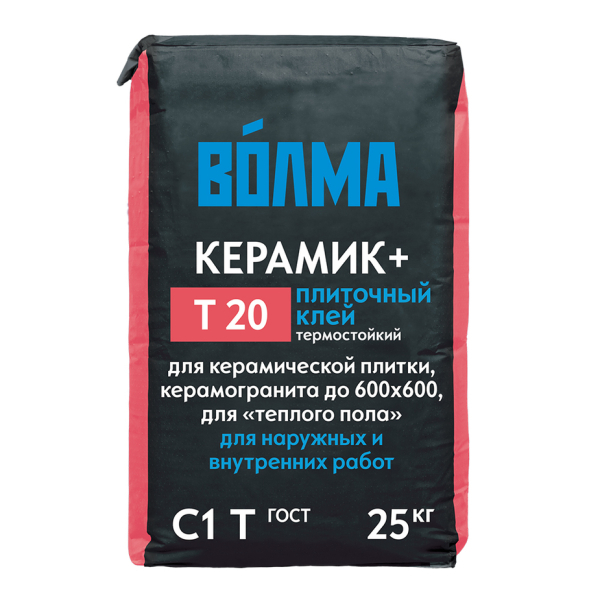 Клей для плитки и керамогранита Волма Керамик Плюс серый (класс С1 T) 25 кг