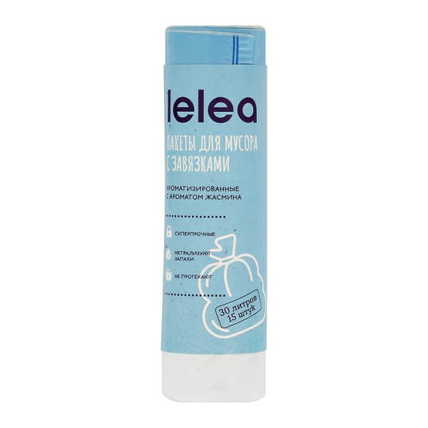 Мешки для мусора `LELEA` с затяжками с ароматом жасмина (30 л) 15 шт